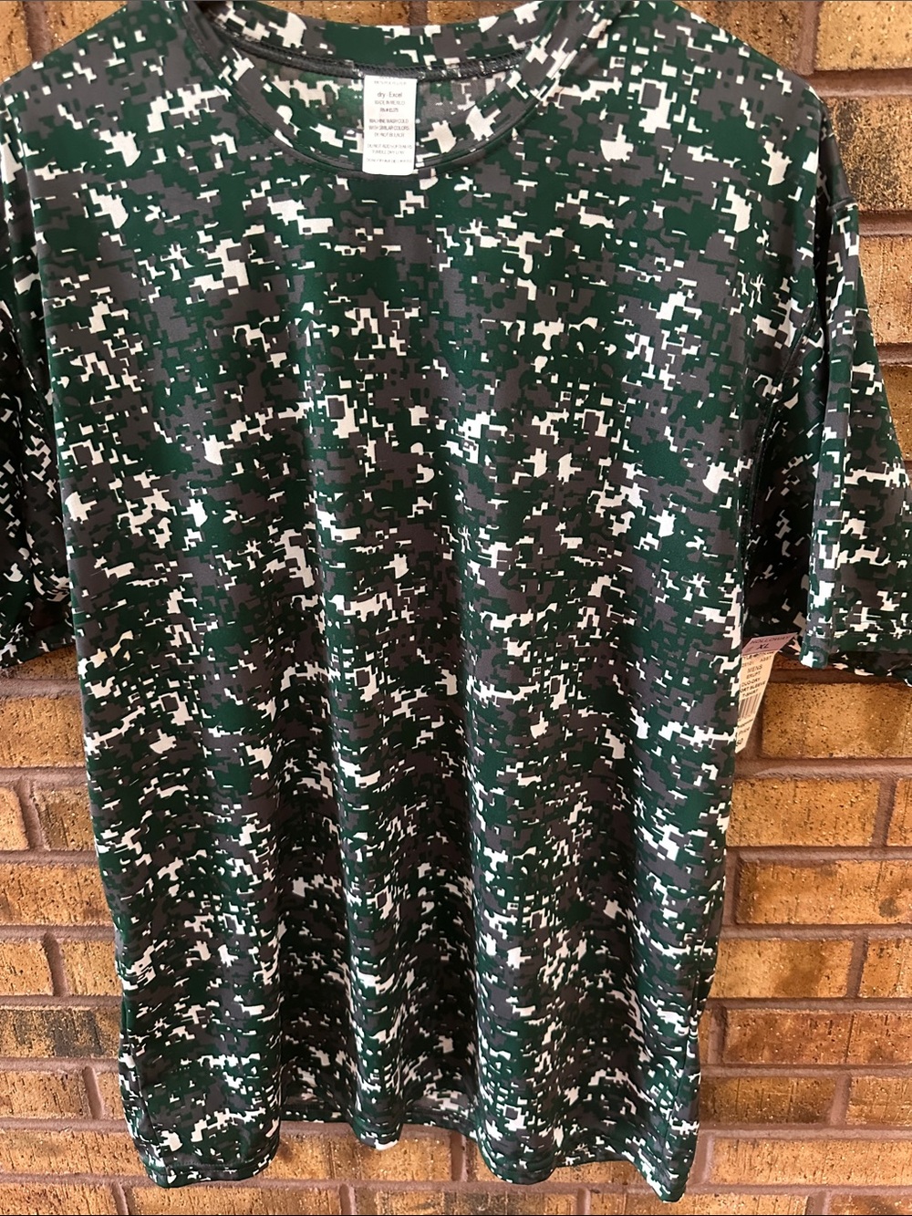Holloway Men's Green Black White Digital Camo Short Sleeve Tee